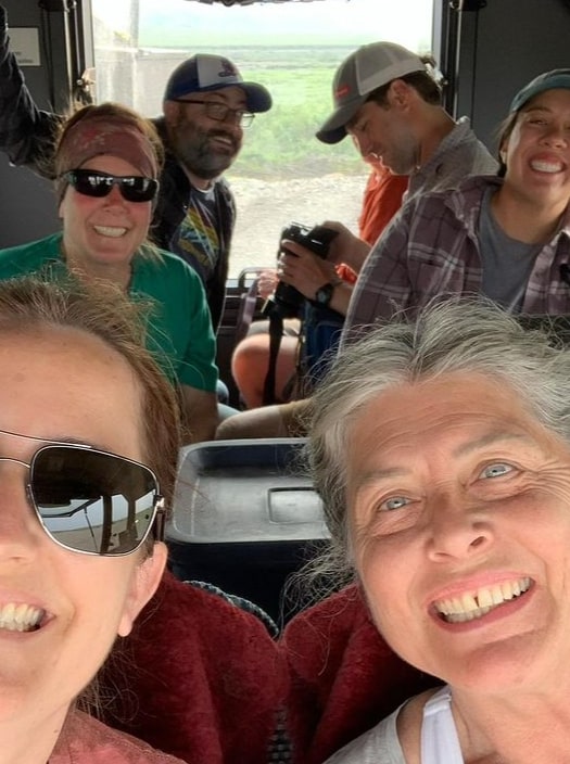 Image of Sue Aikens with her colleagues on Kavik River Camp